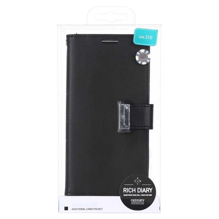GOOSPERY RICH DIARY PU + TPU Crazy Horse Texture Horizontal Flip Leather Case for Galaxy S10, with Card Slots & Wallet & Photo frame