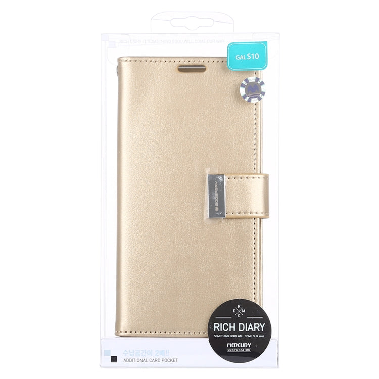 GOOSPERY RICH DIARY PU + TPU Crazy Horse Texture Horizontal Flip Leather Case for Galaxy S10, with Card Slots & Wallet & Photo frame