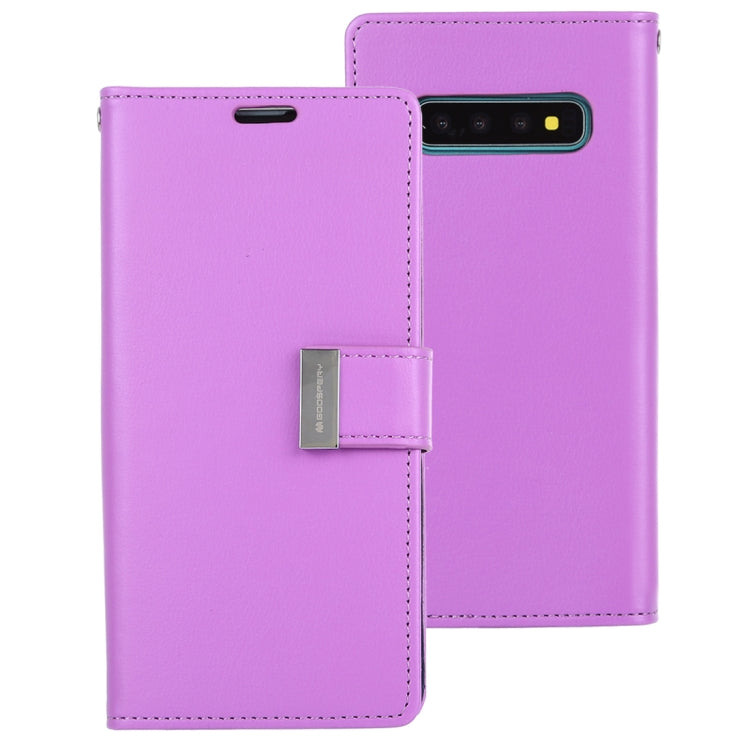 GOOSPERY RICH DIARY PU + TPU Crazy Horse Texture Horizontal Flip Leather Case for Galaxy S10, with Card Slots & Wallet & Photo frame