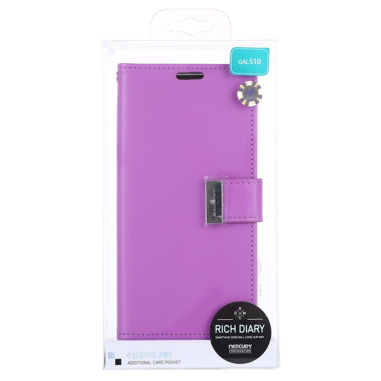 GOOSPERY RICH DIARY PU + TPU Crazy Horse Texture Horizontal Flip Leather Case for Galaxy S10, with Card Slots & Wallet & Photo frame