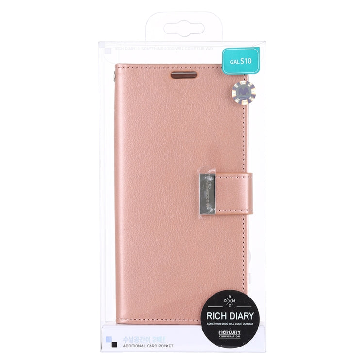 GOOSPERY RICH DIARY PU + TPU Crazy Horse Texture Horizontal Flip Leather Case for Galaxy S10, with Card Slots & Wallet & Photo frame