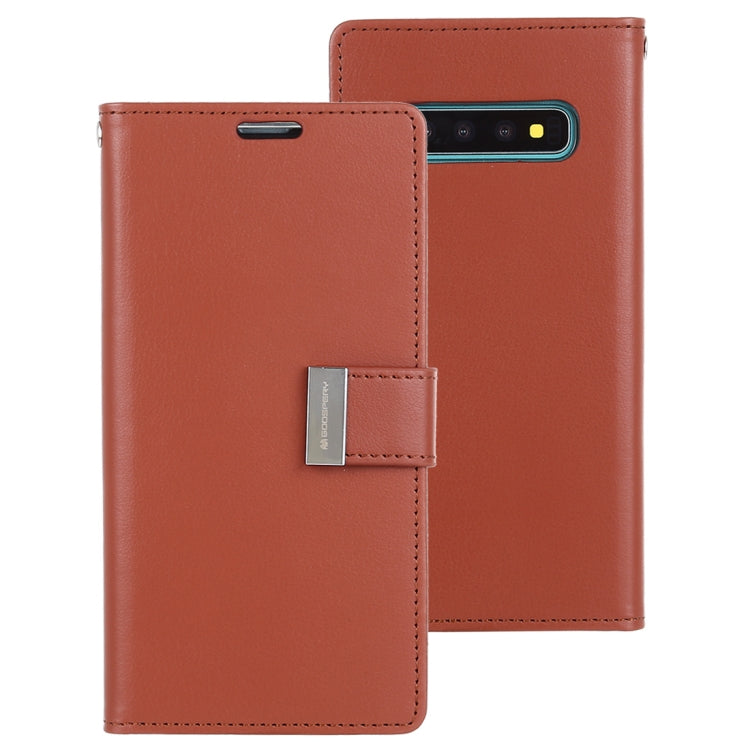 GOOSPERY RICH DIARY PU + TPU Crazy Horse Texture Horizontal Flip Leather Case for Galaxy S10, with Card Slots & Wallet & Photo frame