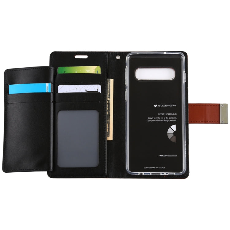 GOOSPERY RICH DIARY PU + TPU Crazy Horse Texture Horizontal Flip Leather Case for Galaxy S10, with Card Slots & Wallet & Photo frame