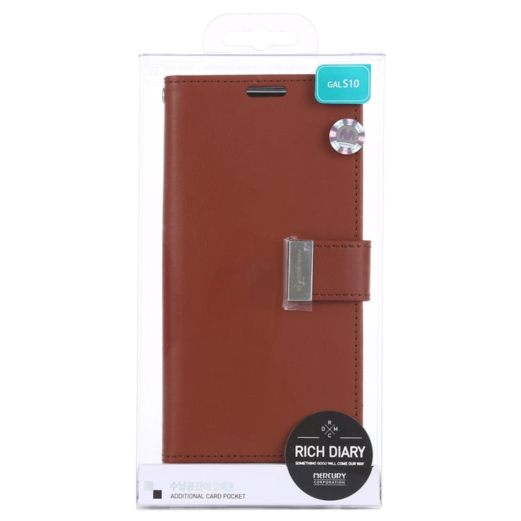 GOOSPERY RICH DIARY PU + TPU Crazy Horse Texture Horizontal Flip Leather Case for Galaxy S10, with Card Slots & Wallet & Photo frame