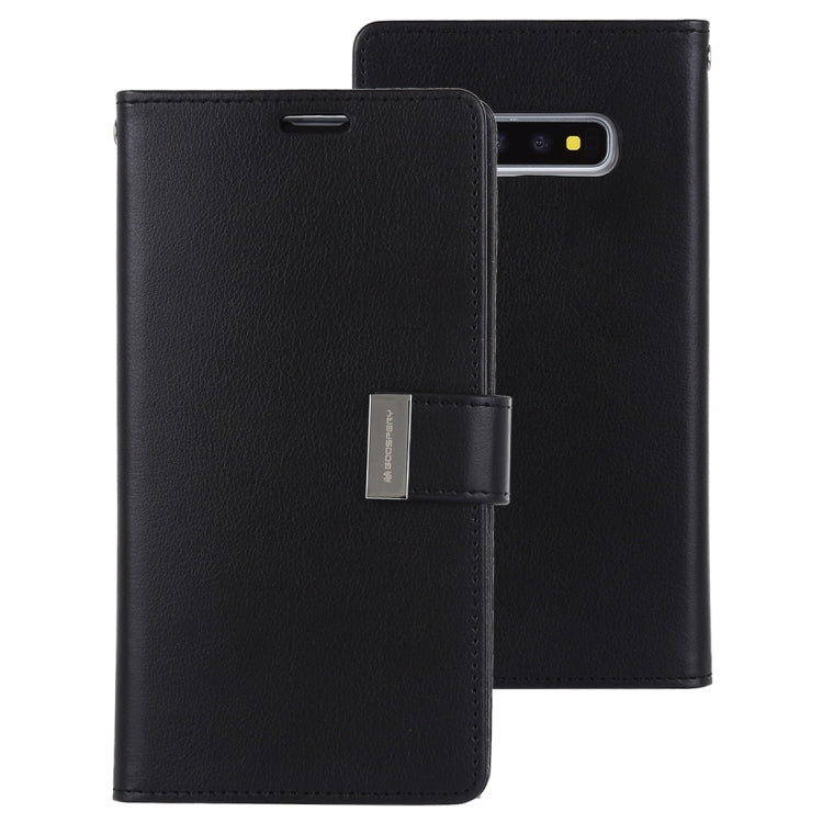 GOOSPERY RICH DIARY PU + TPU Crazy Horse Texture Horizontal Flip Leather Case for Galaxy S10+, with Card Slots & Wallet & Photo frame
