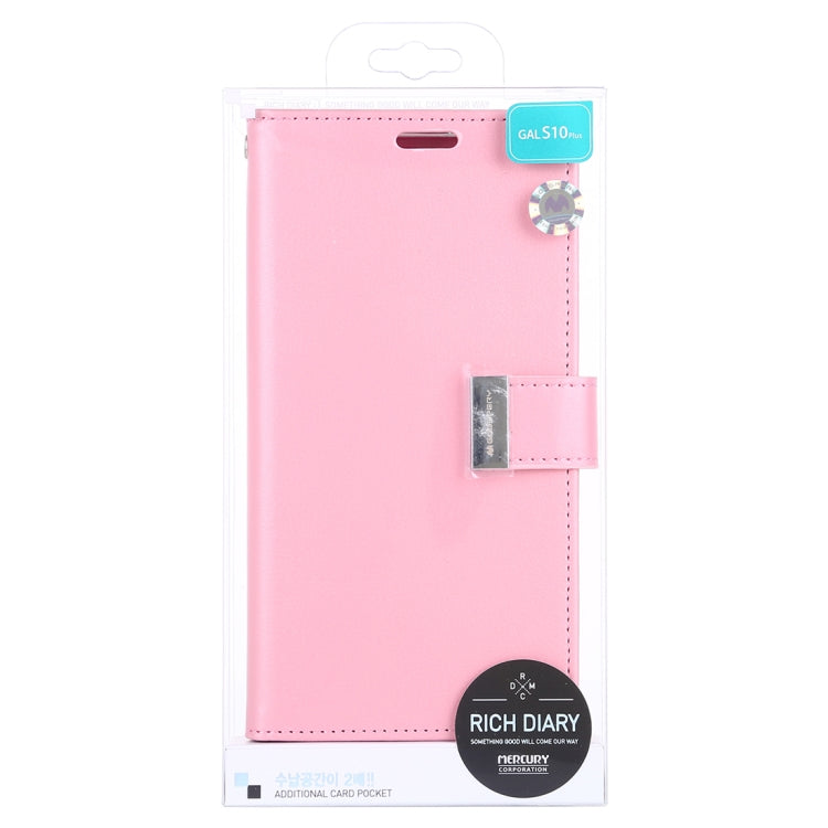 GOOSPERY RICH DIARY PU + TPU Crazy Horse Texture Horizontal Flip Leather Case for Galaxy S10+, with Card Slots & Wallet & Photo frame