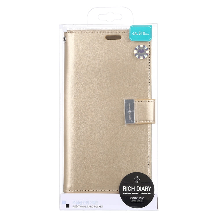 GOOSPERY RICH DIARY PU + TPU Crazy Horse Texture Horizontal Flip Leather Case for Galaxy S10+, with Card Slots & Wallet & Photo frame