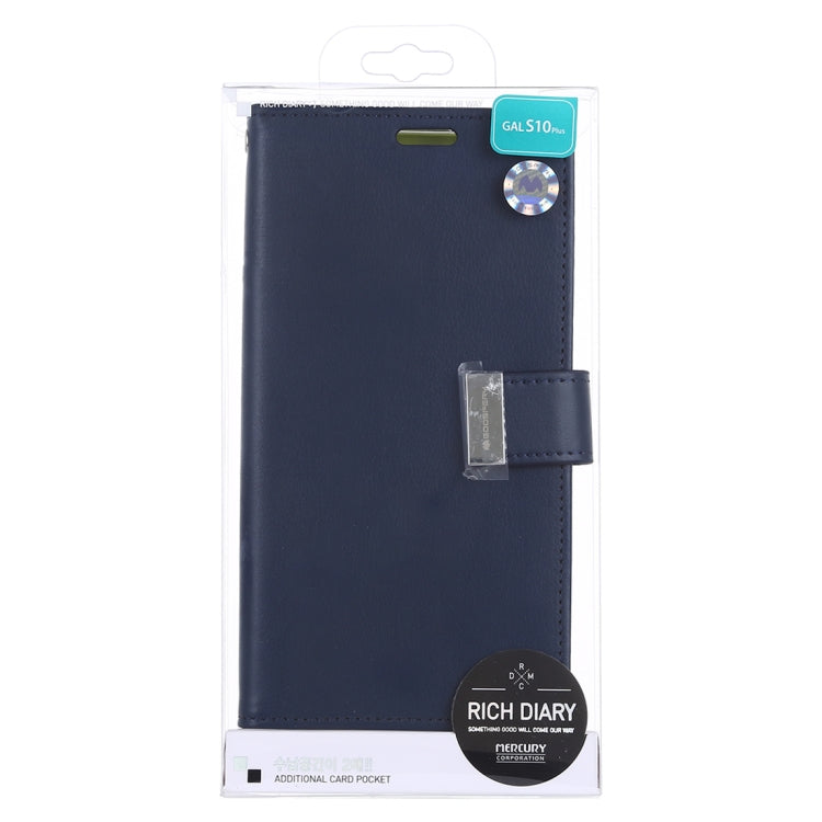 GOOSPERY RICH DIARY PU + TPU Crazy Horse Texture Horizontal Flip Leather Case for Galaxy S10+, with Card Slots & Wallet & Photo frame