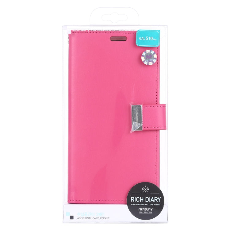 GOOSPERY RICH DIARY PU + TPU Crazy Horse Texture Horizontal Flip Leather Case for Galaxy S10+, with Card Slots & Wallet & Photo frame
