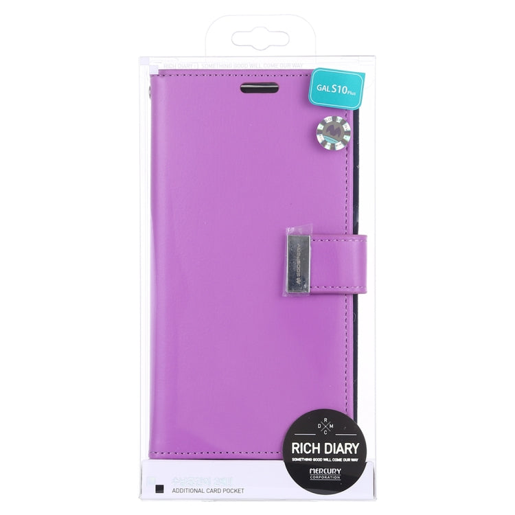GOOSPERY RICH DIARY PU + TPU Crazy Horse Texture Horizontal Flip Leather Case for Galaxy S10+, with Card Slots & Wallet & Photo frame