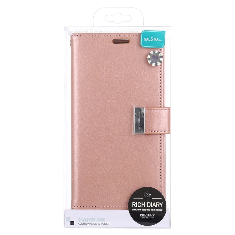 GOOSPERY RICH DIARY PU + TPU Crazy Horse Texture Horizontal Flip Leather Case for Galaxy S10+, with Card Slots & Wallet & Photo frame