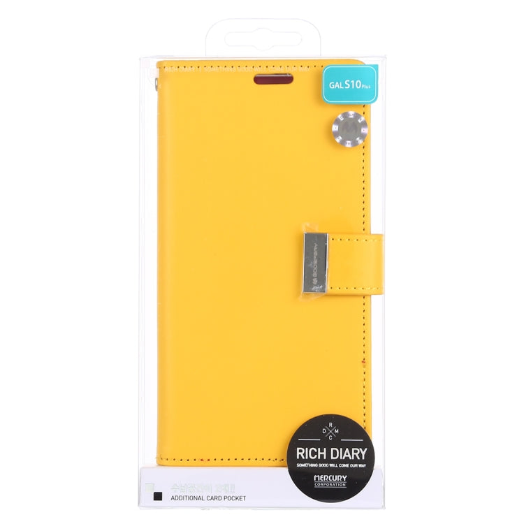 GOOSPERY RICH DIARY PU + TPU Crazy Horse Texture Horizontal Flip Leather Case for Galaxy S10+, with Card Slots & Wallet & Photo frame