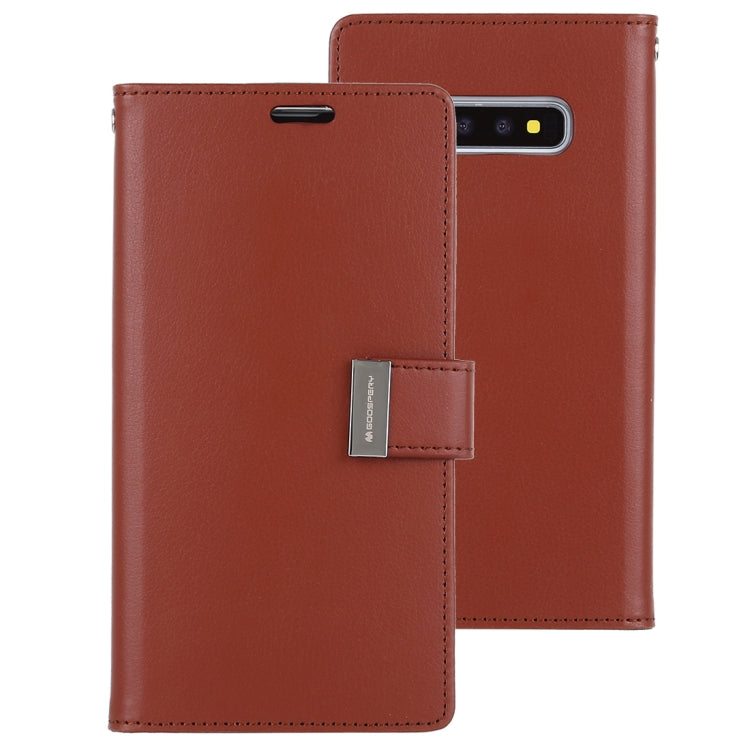 GOOSPERY RICH DIARY PU + TPU Crazy Horse Texture Horizontal Flip Leather Case for Galaxy S10+, with Card Slots & Wallet & Photo frame