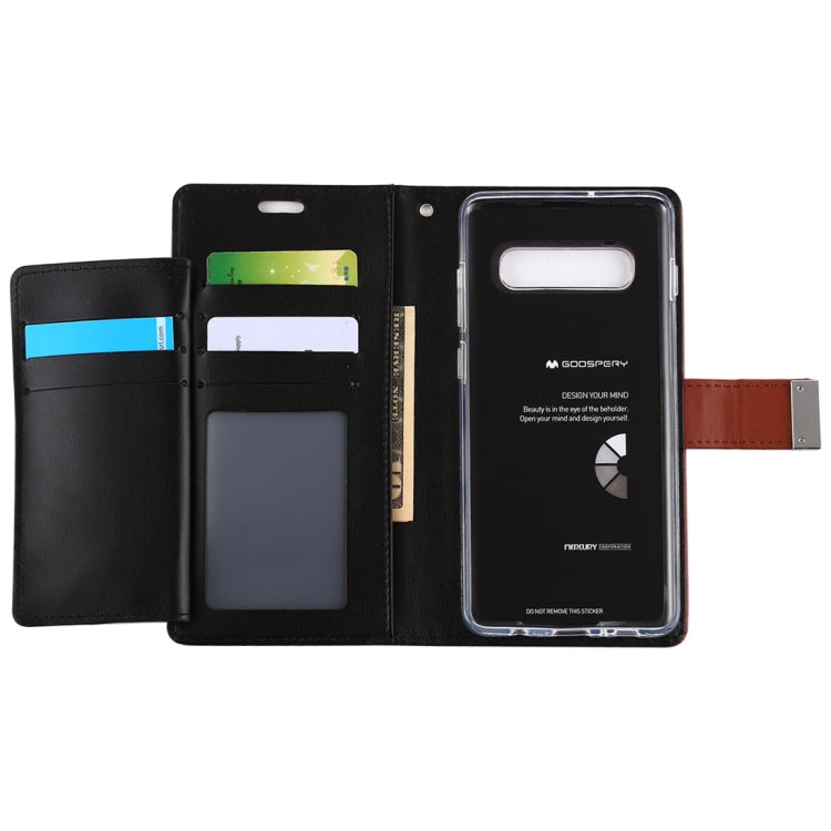 GOOSPERY RICH DIARY PU + TPU Crazy Horse Texture Horizontal Flip Leather Case for Galaxy S10+, with Card Slots & Wallet & Photo frame