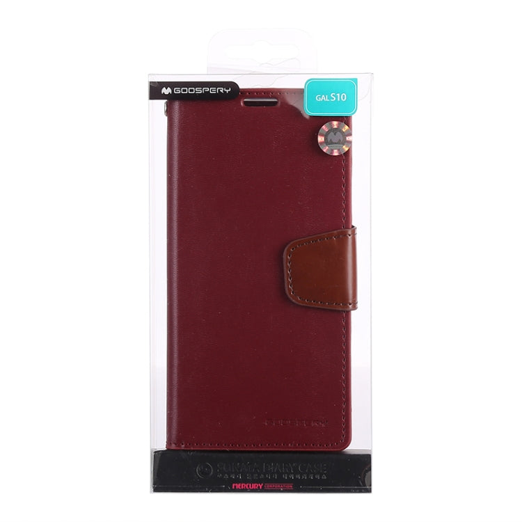 GOOSPERY SONATA DIARY Horizontal Flip Leather Case for Galaxy S10, with Holder & Card Slots & Wallet