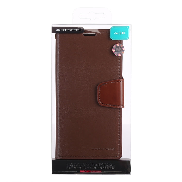 GOOSPERY SONATA DIARY Horizontal Flip Leather Case for Galaxy S10, with Holder & Card Slots & Wallet