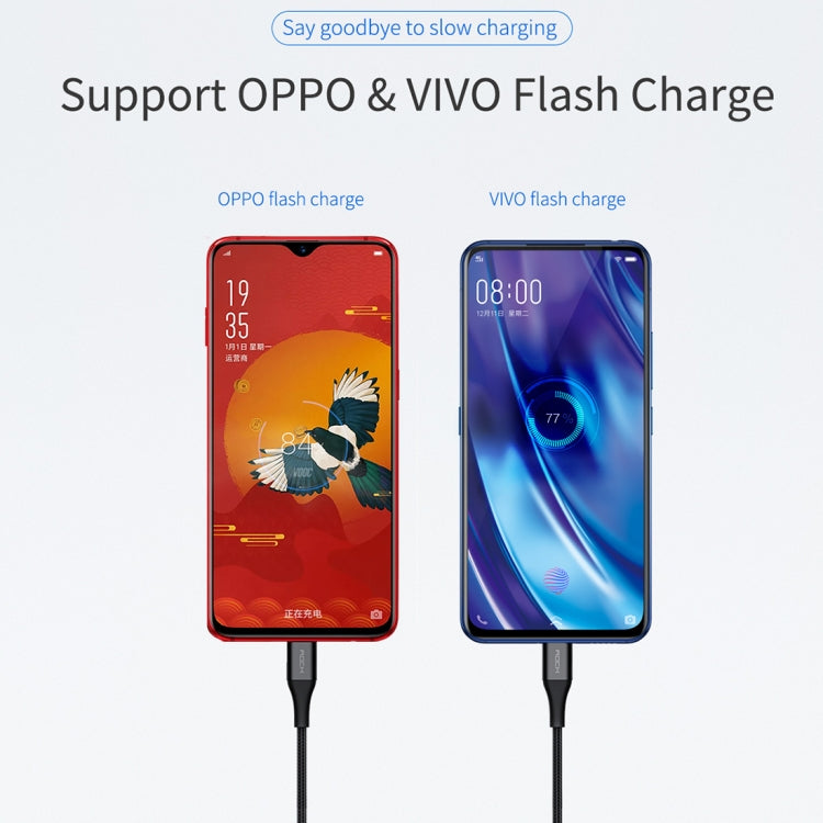 ROCK 1m USB-C / Type-C to USB Metal Weave Style Fast Charging Data Cable