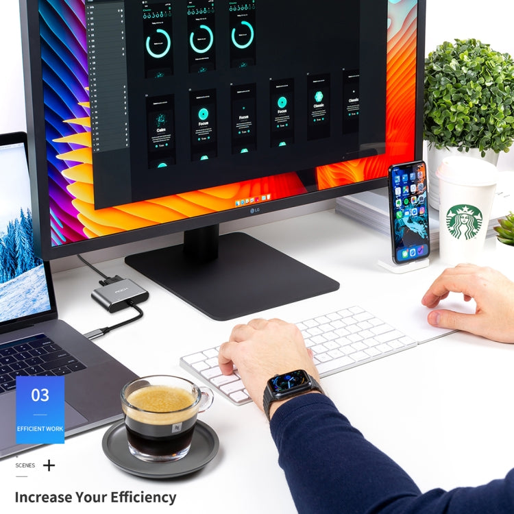 ROCK USB-C / Type-C to HDMI + VGA Female Transfer Cable Converter(Grey)