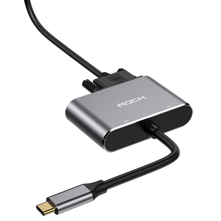 ROCK USB-C / Type-C to HDMI + VGA Female Transfer Cable Converter(Grey)