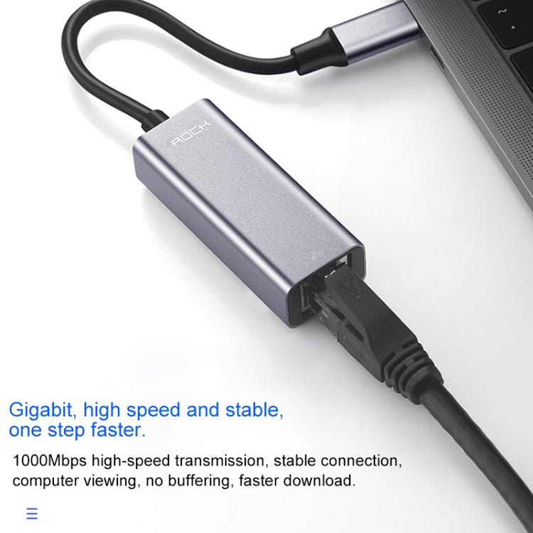 ROCK USB-C / Type-C to RJ45 Transfer Cable Converter(Grey)