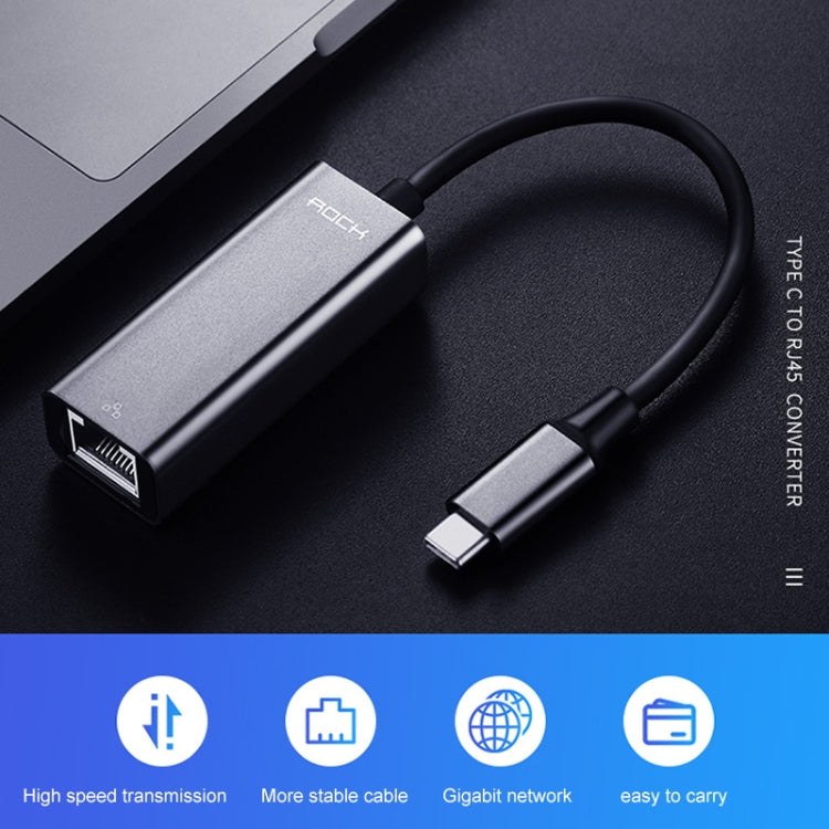 ROCK USB-C / Type-C to RJ45 Transfer Cable Converter(Grey)