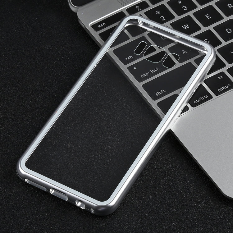 Magnetic Metal Frame Tempered Glass Case for Galaxy S8+ / G9550(Silver)