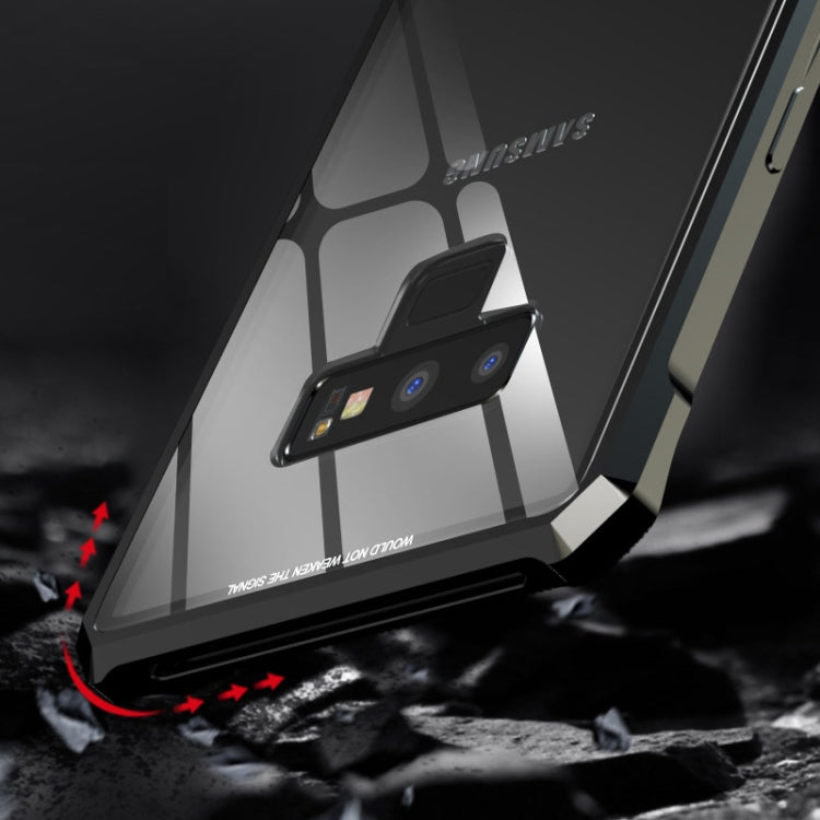 Buckle Series Metal Frame + Tempered Glass Cover Case for Galaxy Note9