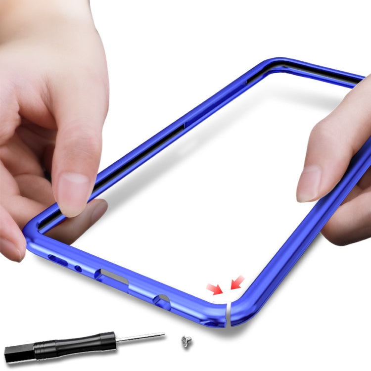 Arc Series Metal Frame + Tempered Glass Cover Case for Galaxy A9 (2018) / A9s (Blue)