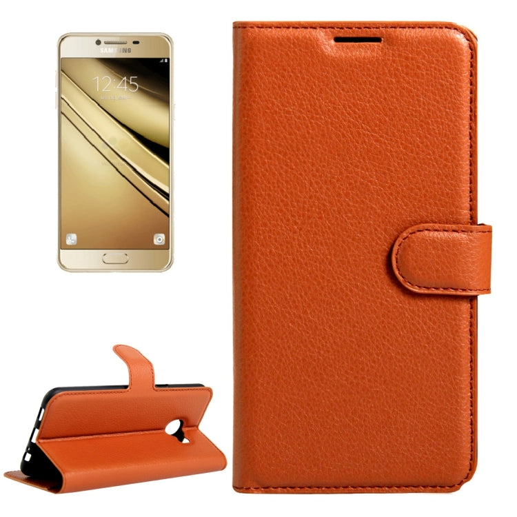 For Galaxy C5 / C500 Litchi Texture Horizontal Flip Leather Case with Magnetic Buckle & Holder & Card Slots & Wallet