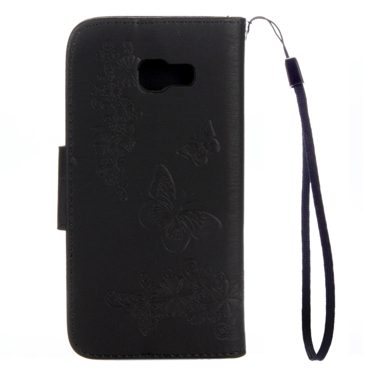 For Galaxy A3 (2017) / A320 Butterflies Embossing Horizontal Flip Leather Case with Holder & Card Slots & Wallet & Lanyard