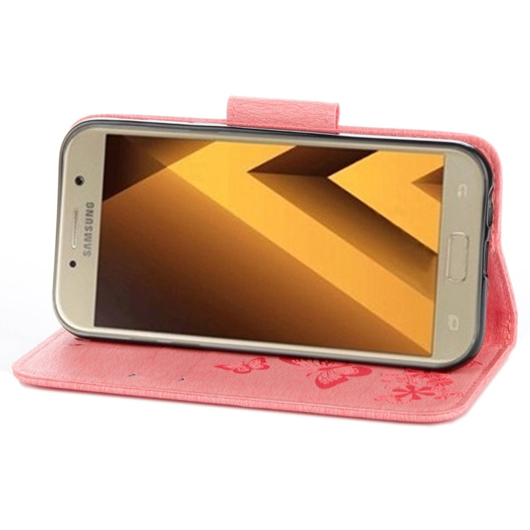 For Galaxy A3 (2017) / A320 Butterflies Embossing Horizontal Flip Leather Case with Holder & Card Slots & Wallet & Lanyard