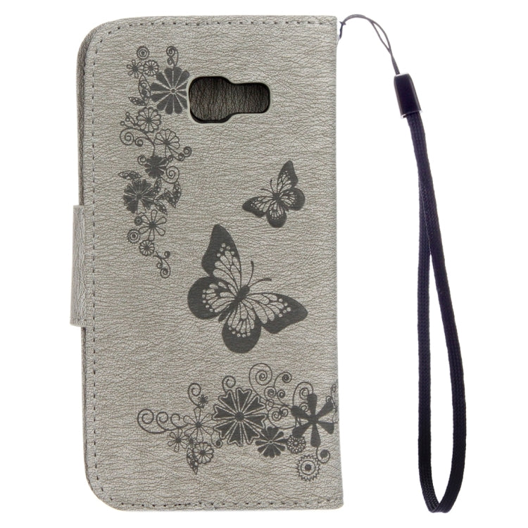 For Galaxy A3 (2017) / A320 Butterflies Embossing Horizontal Flip Leather Case with Holder & Card Slots & Wallet & Lanyard