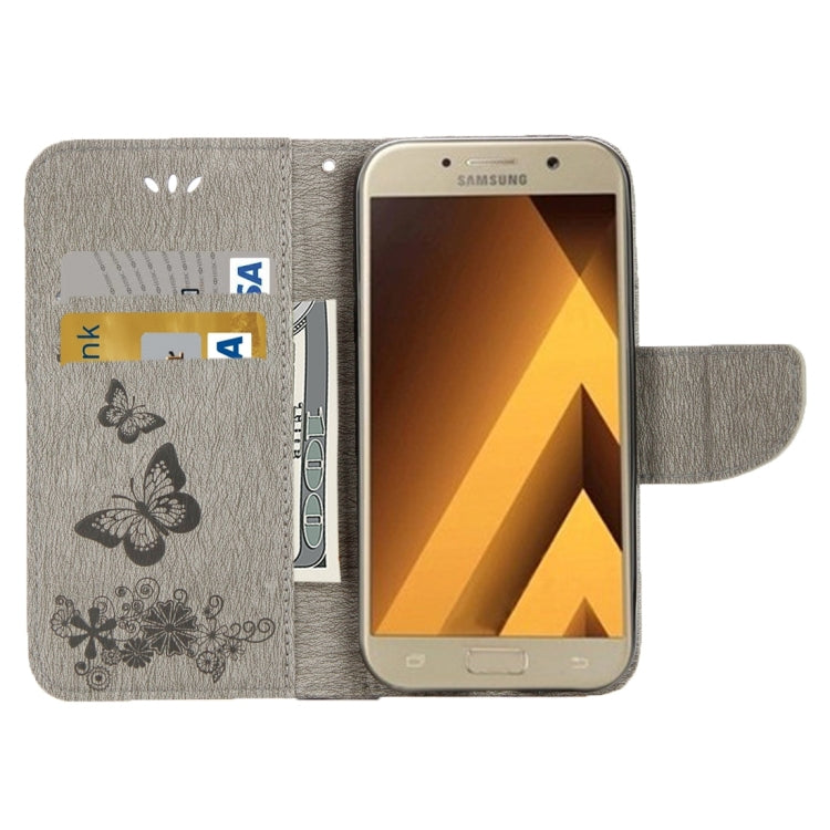 For Galaxy A3 (2017) / A320 Butterflies Embossing Horizontal Flip Leather Case with Holder & Card Slots & Wallet & Lanyard