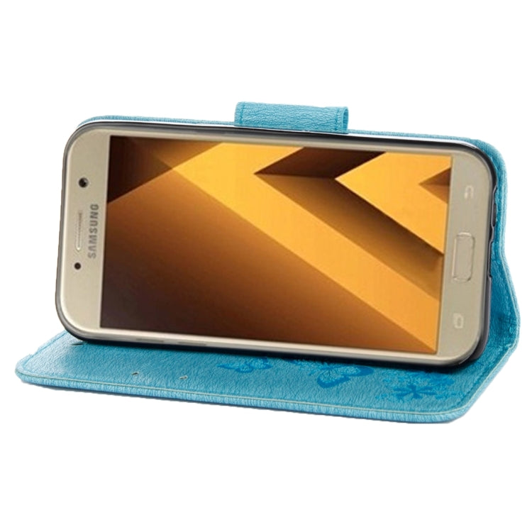 For Galaxy A3 (2017) / A320 Butterflies Embossing Horizontal Flip Leather Case with Holder & Card Slots & Wallet & Lanyard