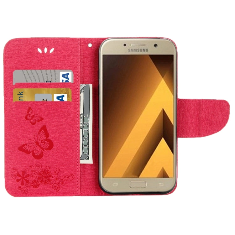 For Galaxy A3 (2017) / A320 Butterflies Embossing Horizontal Flip Leather Case with Holder & Card Slots & Wallet & Lanyard