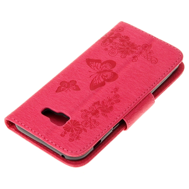 For Galaxy A3 (2017) / A320 Butterflies Embossing Horizontal Flip Leather Case with Holder & Card Slots & Wallet & Lanyard