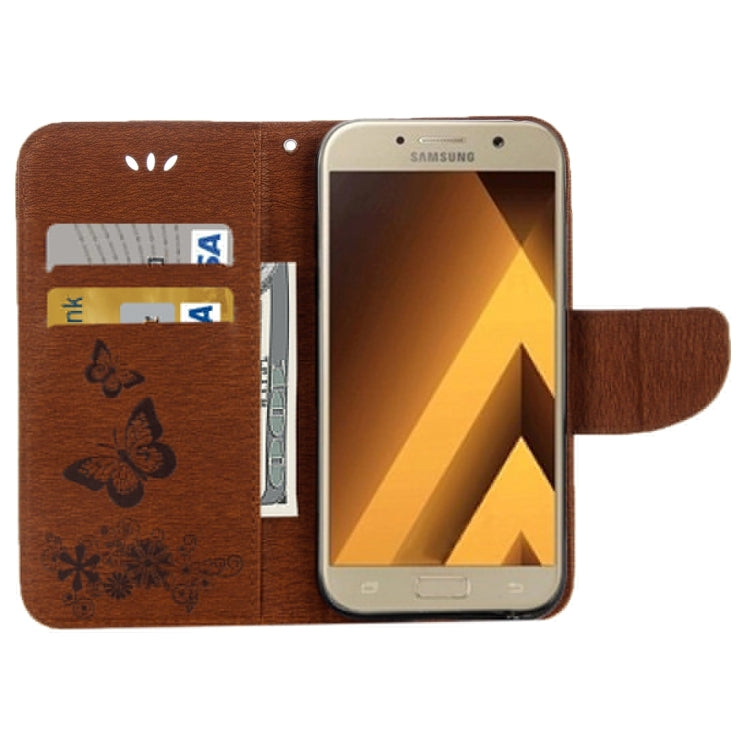 For Galaxy A3 (2017) / A320 Butterflies Embossing Horizontal Flip Leather Case with Holder & Card Slots & Wallet & Lanyard