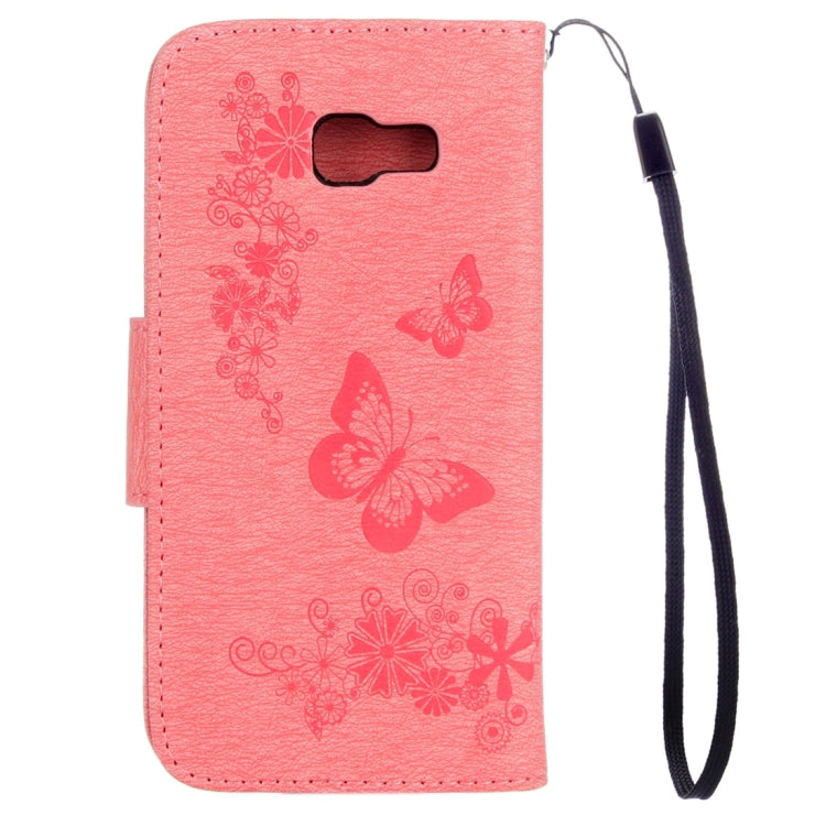 For Galaxy A5 (2017) / A520 Butterflies Embossing Horizontal Flip Leather Case with Holder & Card Slots & Wallet & Lanyard