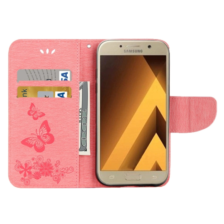 For Galaxy A5 (2017) / A520 Butterflies Embossing Horizontal Flip Leather Case with Holder & Card Slots & Wallet & Lanyard