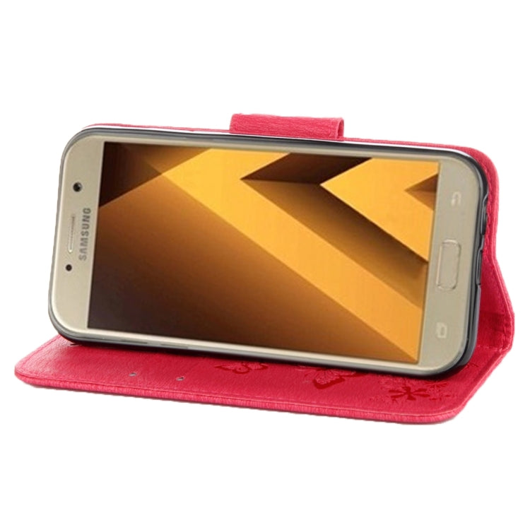 For Galaxy A5 (2017) / A520 Butterflies Embossing Horizontal Flip Leather Case with Holder & Card Slots & Wallet & Lanyard