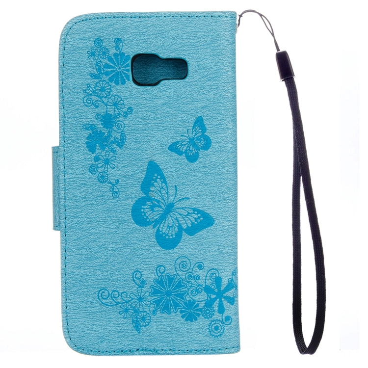 For Galaxy A7 (2017) / A720 Butterflies Embossing Horizontal Flip Leather Case with Holder & Card Slots & Wallet & Lanyard