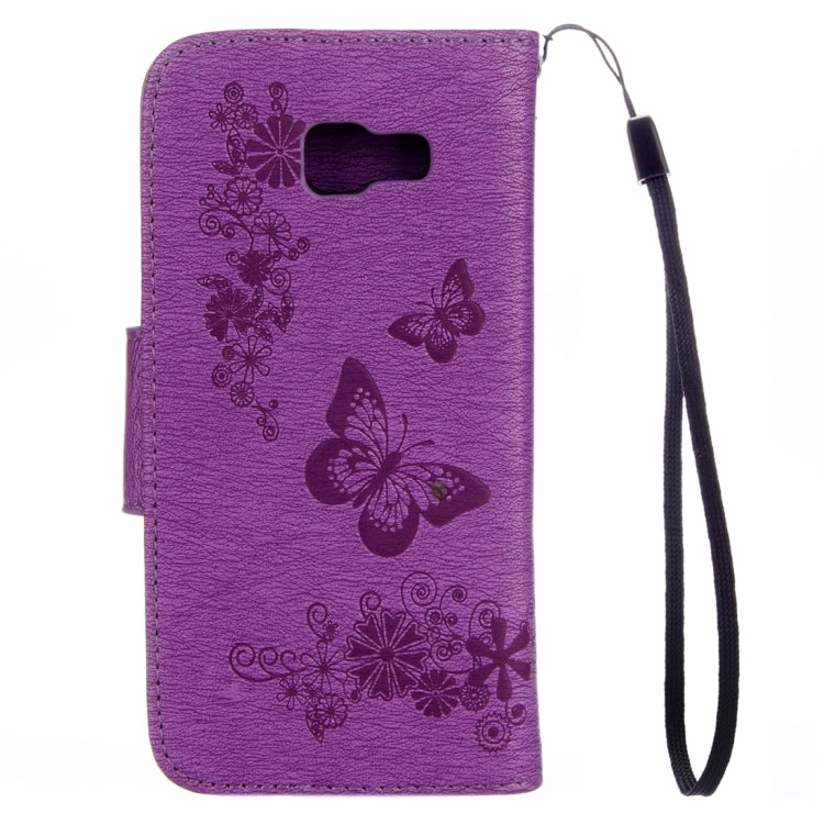 For Galaxy A7 (2017) / A720 Butterflies Embossing Horizontal Flip Leather Case with Holder & Card Slots & Wallet & Lanyard