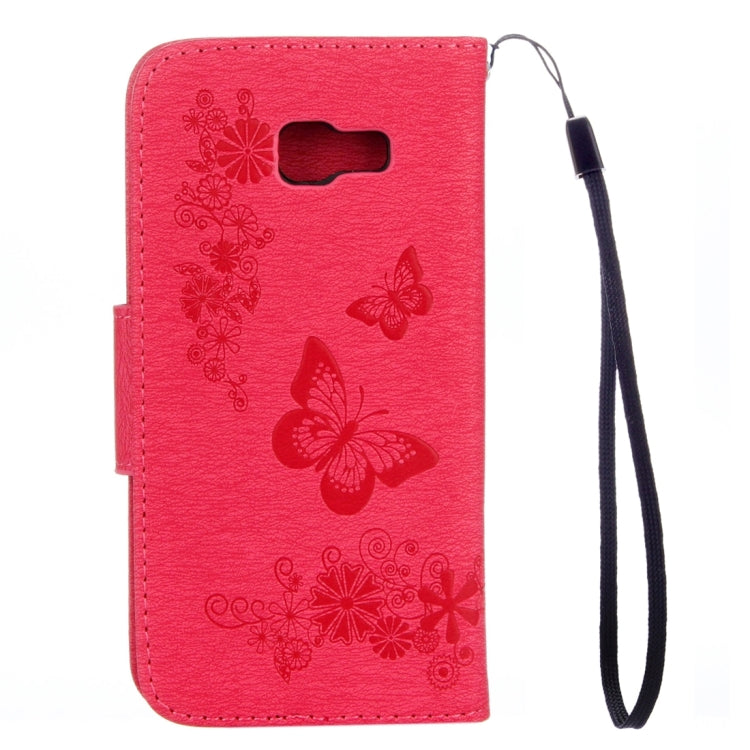 For Galaxy A7 (2017) / A720 Butterflies Embossing Horizontal Flip Leather Case with Holder & Card Slots & Wallet & Lanyard