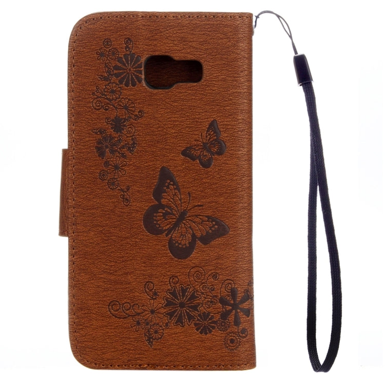 For Galaxy A7 (2017) / A720 Butterflies Embossing Horizontal Flip Leather Case with Holder & Card Slots & Wallet & Lanyard