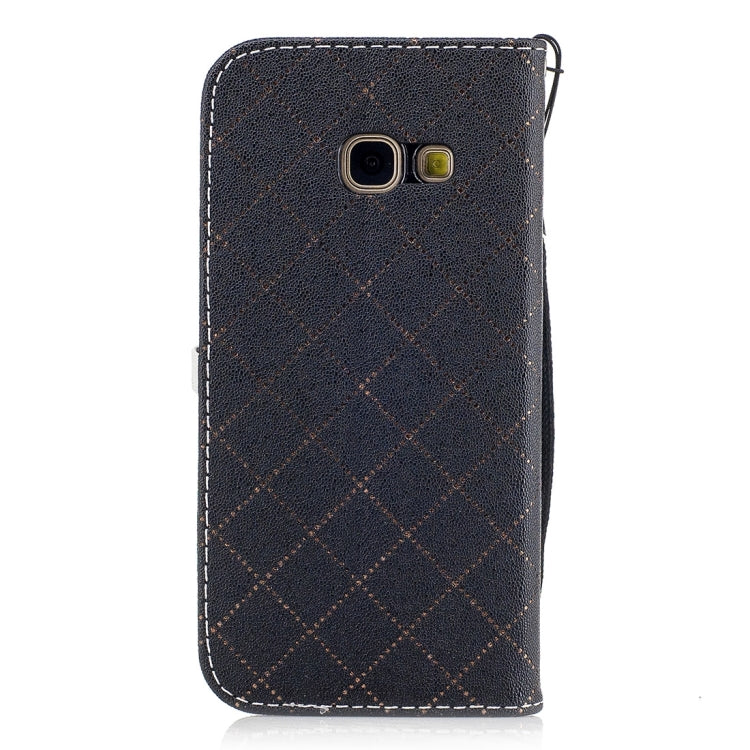 For Galaxy A3 (2017) TPU + PU Love Contrast Color Lattice Horizontal Flip Leather Case with Holder & Card Slots & Wallet & Lanyard
