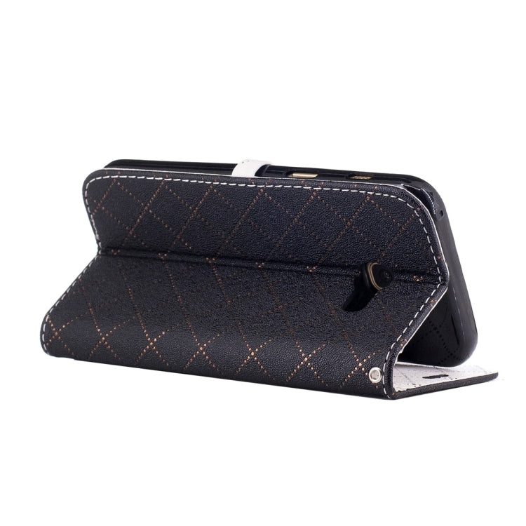 For Galaxy A3 (2017) TPU + PU Love Contrast Color Lattice Horizontal Flip Leather Case with Holder & Card Slots & Wallet & Lanyard