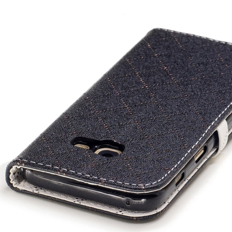 For Galaxy A3 (2017) TPU + PU Love Contrast Color Lattice Horizontal Flip Leather Case with Holder & Card Slots & Wallet & Lanyard