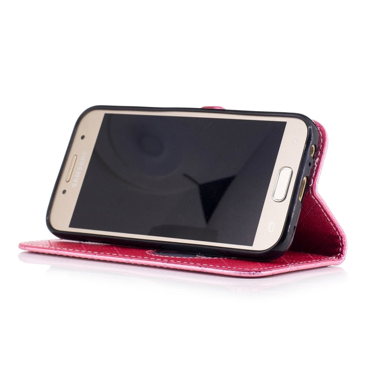 For Galaxy A3 (2017) TPU + PU Love Contrast Color Lattice Horizontal Flip Leather Case with Holder & Card Slots & Wallet & Lanyard