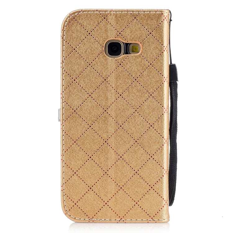For Galaxy A3 (2017) TPU + PU Love Contrast Color Lattice Horizontal Flip Leather Case with Holder & Card Slots & Wallet & Lanyard