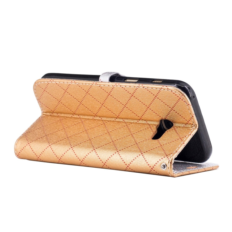 For Galaxy A3 (2017) TPU + PU Love Contrast Color Lattice Horizontal Flip Leather Case with Holder & Card Slots & Wallet & Lanyard